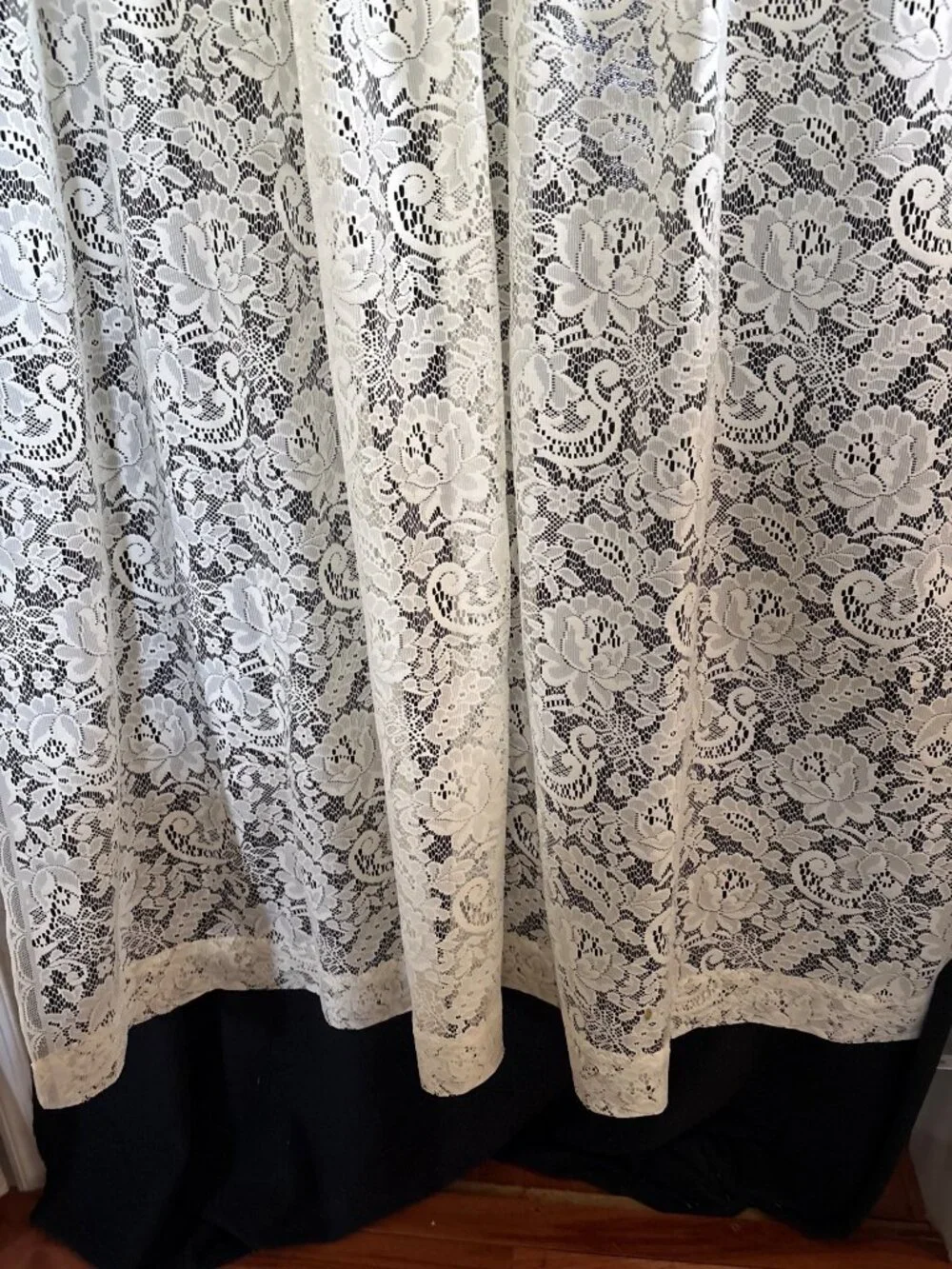 JC Penney 61Wx64L Cream Lace Curtain Panel Floral Pattern USA